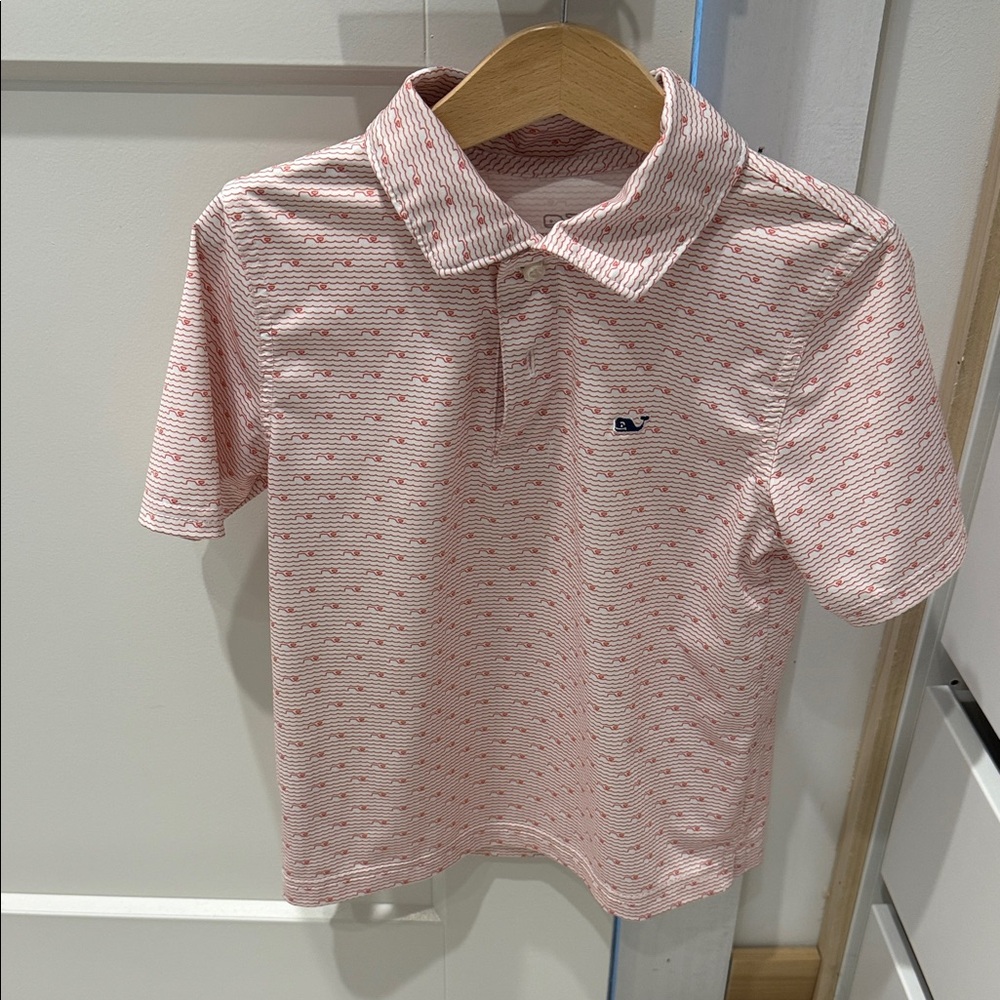 Vineyard Vines Kids Polo in Light Pink and White